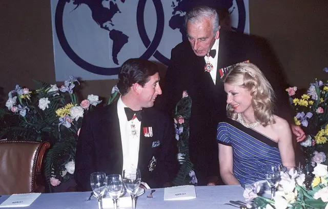 Prince Charles with Lord Mountbatten on a visit to the Epernay Champagne district of France, July 1979