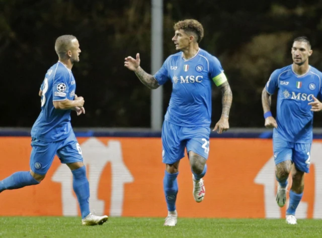 Napoli's Giovanni Di Lorenzo celebrates scoring their first goal