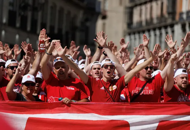 Union Berlin fans in Madrid before thir clash with Real Madrid