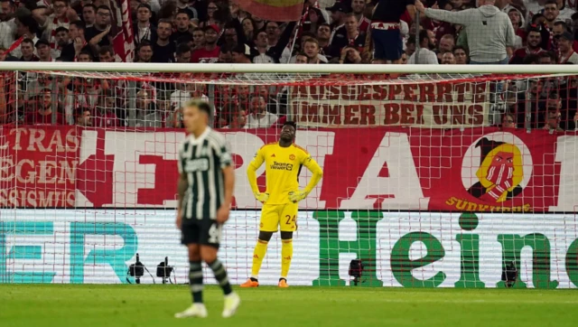 Andre Onana looks up to the skies after conceding