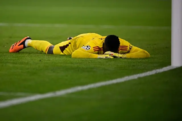 Andre Onana reacts after conceding the opening goal