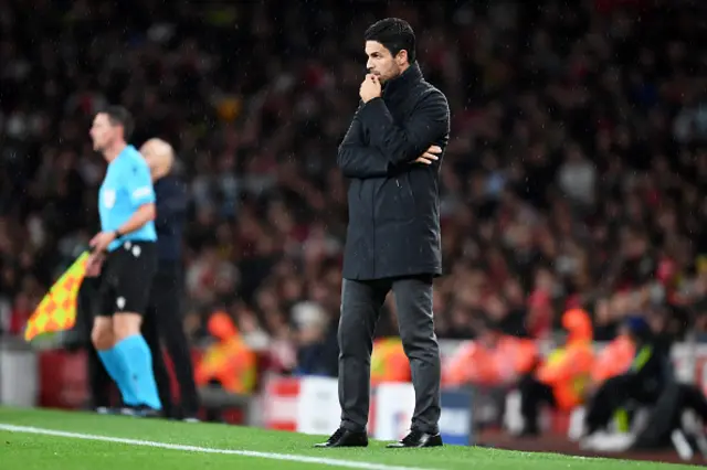 Mikel Arteta on the touchline at the Emirates