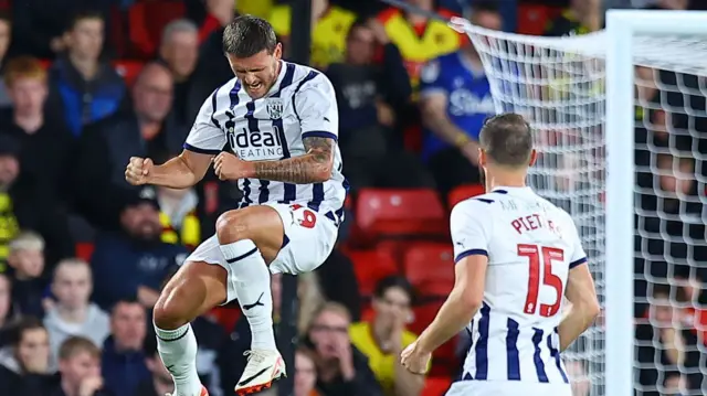 John Swift celebrates levelling for West Brom v Watford