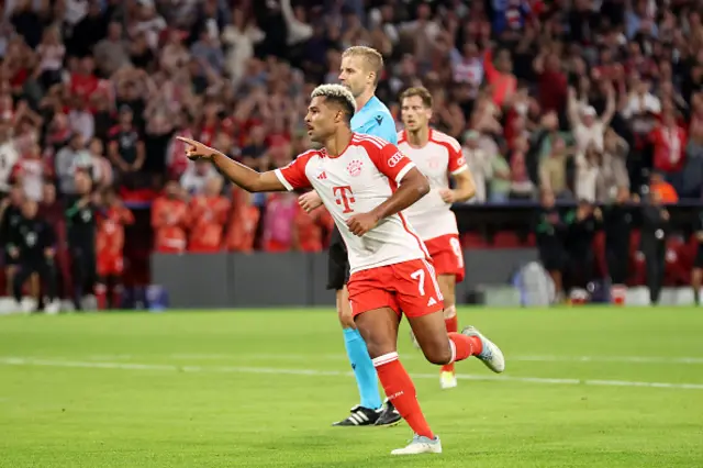 Serge Gnabry of Bayern Munich celebrates after scoring their sides second goal