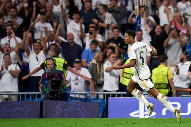 Jude Bellingham of Real Madrid CF celebrates after scoring