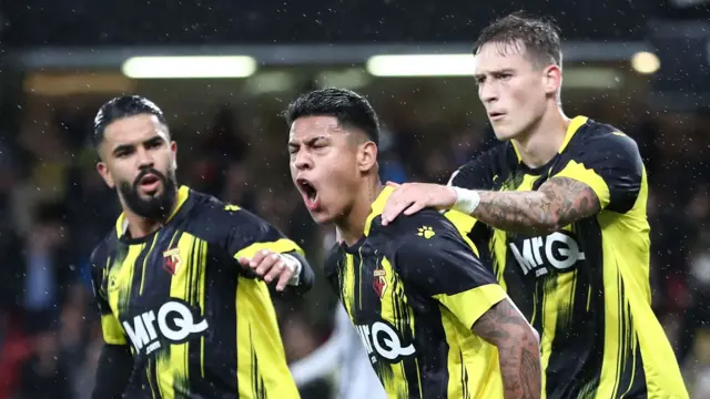 Matheus Martins celebrates for Watford