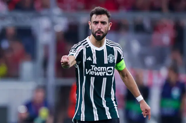 Bruno Fernandes of Manchester United looks on