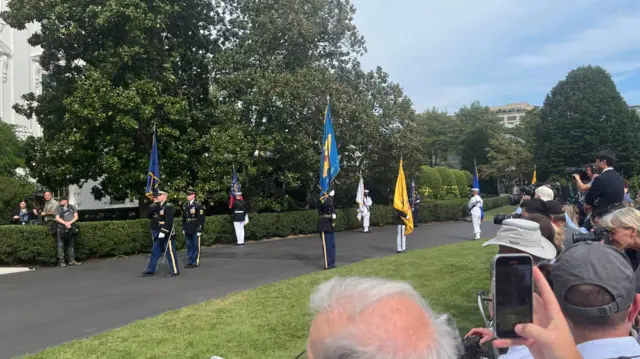 Flags outside the White House