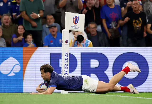 Damian Penaud of France dives in the corner