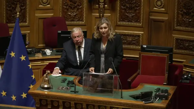 Yael Braun-Pivet addressing the French Senate