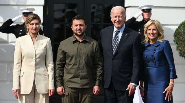 The Zelenskys and the Bidens outside the White House