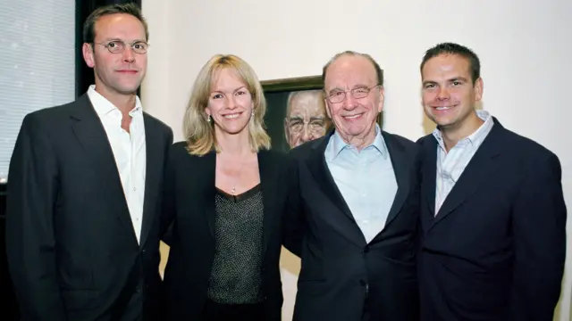 (L-R) James Murdoch, Elisabeth Murdoch, Rupert Murdoch and Lachlan Murdoch