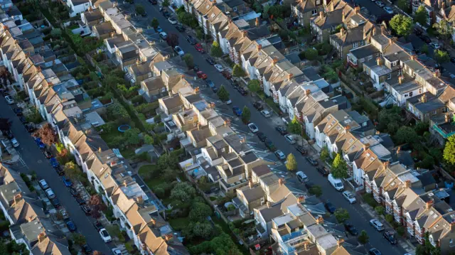 Aerial view of houses in south-west London