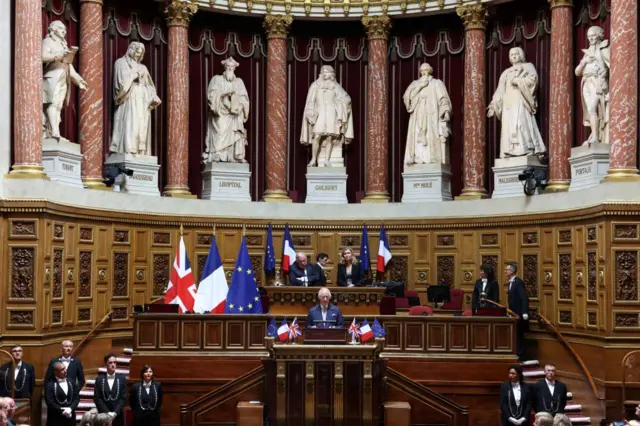 King Charles addresses Senators and members of the National Assembly at the French Senate