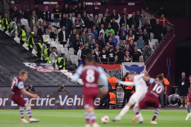 Backa Topola fans watch on as their team competes with West Ham.