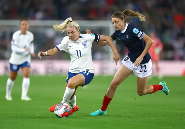 Lauren Hemp on the ball for England