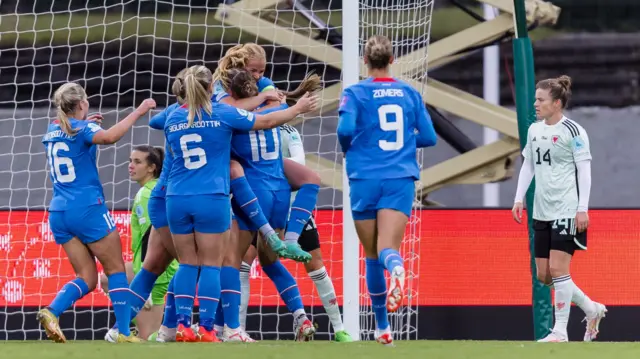 Iceland celebrate the opening goal