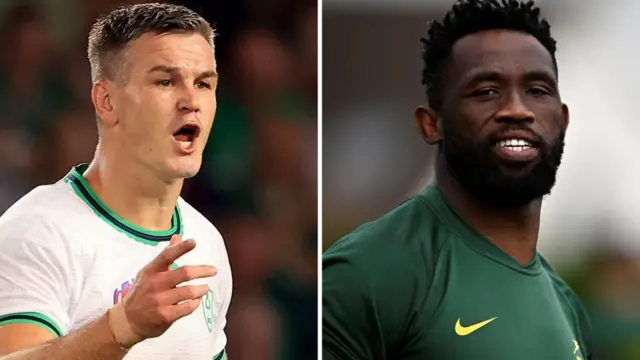 Ireland's Jonny Sexton and South Africa's Siya Kolisi