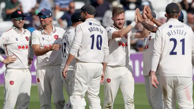 Sam Cook takes a wicket