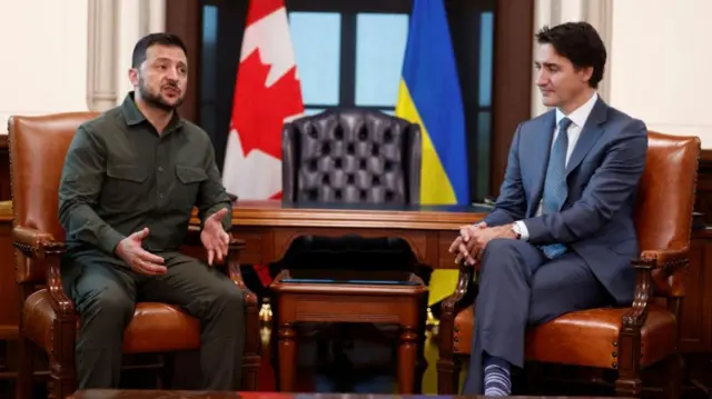 Ukraine's President Volodymyr Zelenskiy meets with Canadian Prime Minister Justin Trudeau in Ottawa