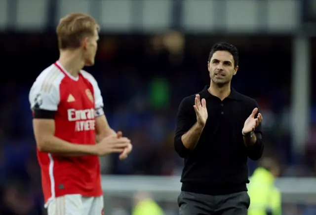 Mikel Arteta applauds Martin Odegaard