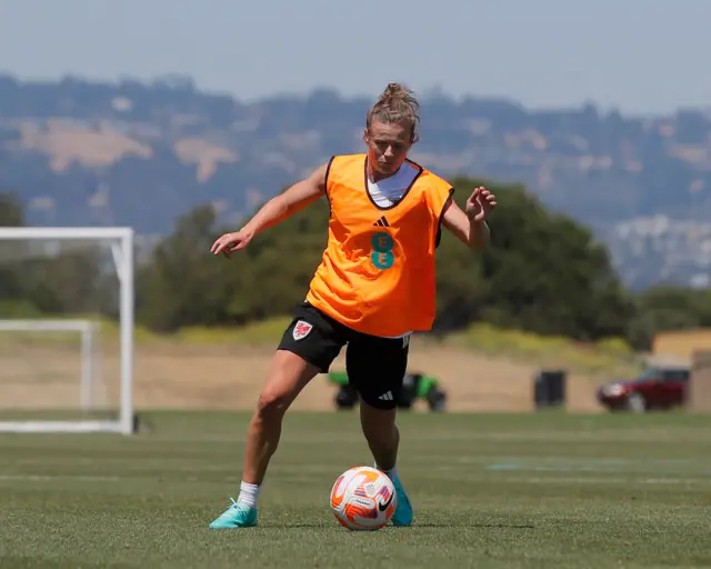 Hayley Ladd in training with Wales