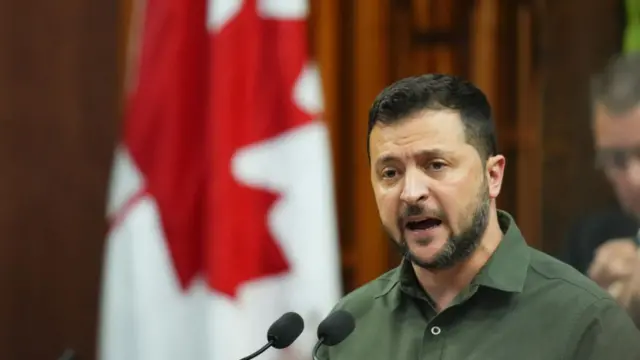 Zelensky speaking to the parliament of Canada