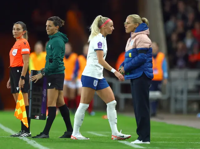 Chloe Kelly comes off for England