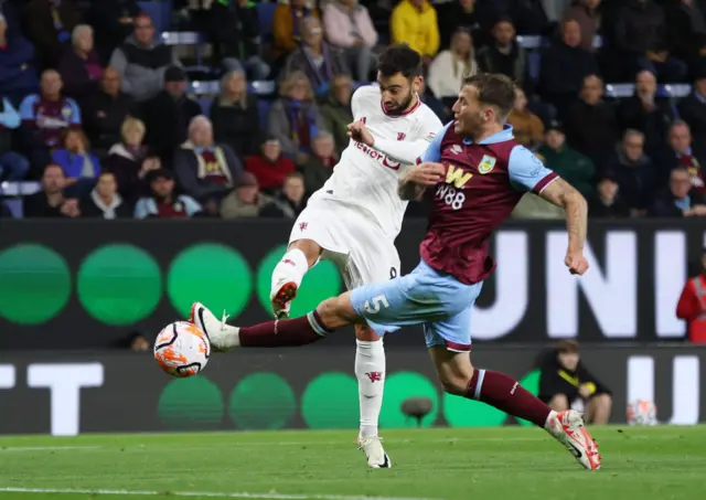 Fernandes volleys beyond Trafford.