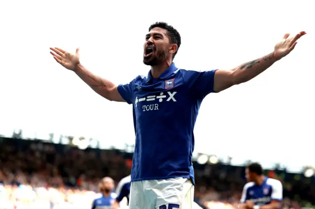 Massimo Luongo celebrates his winner for Ipswich against Blackburn