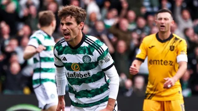 Celtic's Matt O'Riley celebrates