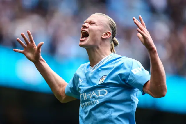 Erling Haaland of Manchester City celebrates