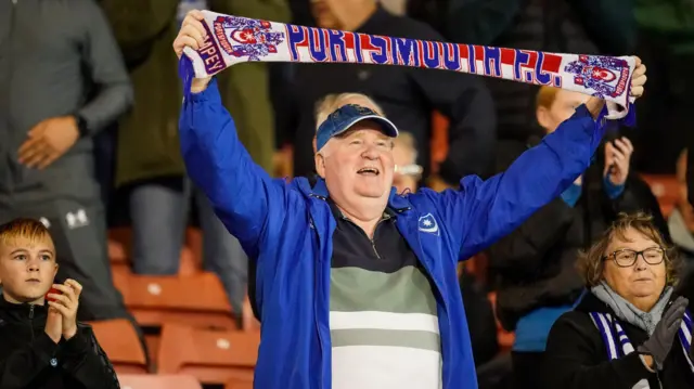 Portsmouth fans during their League One game against Barnsley