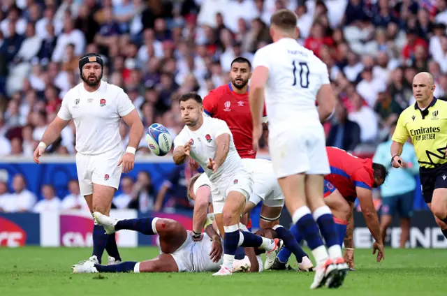 Danny Care of England passes the ball out