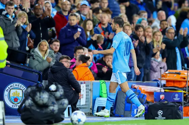 Bernardo Silva leaves the pitch