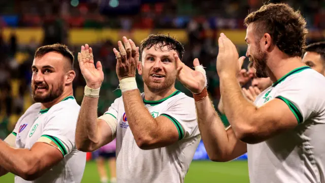 Ireland celebrate beating Tonga