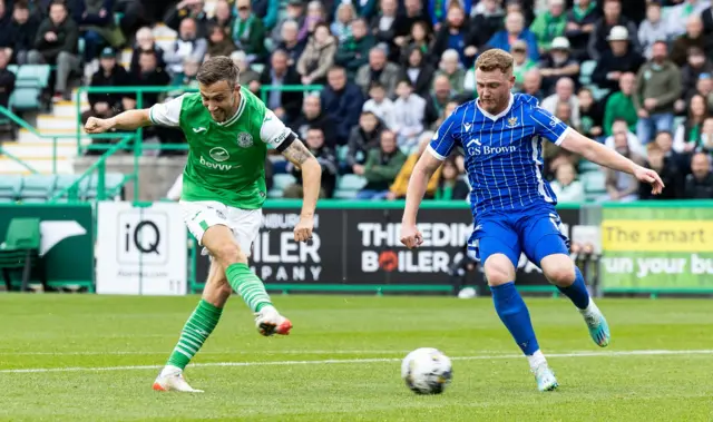 Hibs' Dylan Vente scores