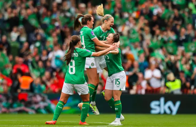 Republic of Ireland celebrate the opening goal