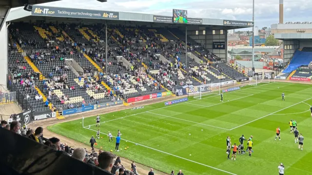 Notts County warm up at Meadow Lane before the visit of Forest Green