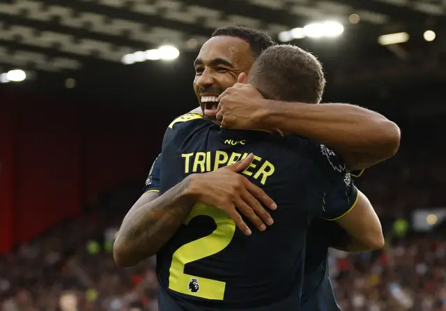 Callum Wilson celebrates with Kieran Trippier