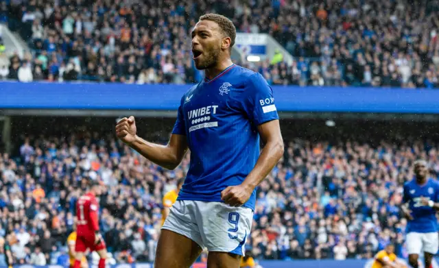 Rangers' Cyriel Dessers celebrates his goal