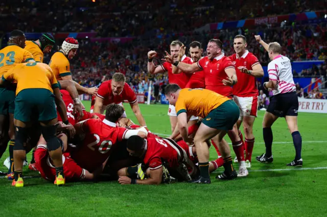 Wales players celebrate