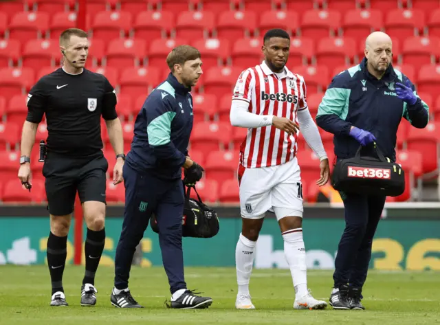 Stoke's Tyrese Campbell goes off injured