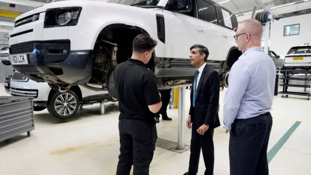 Rishi Sunak visits a Land Rover factory earlier this year