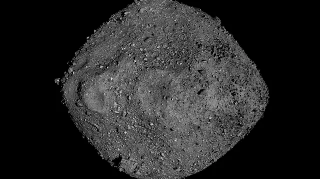 A graphic of the asteroid Bennu