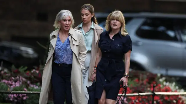 Rachel Johnson walks along Downing Street next to Nadine Dorries