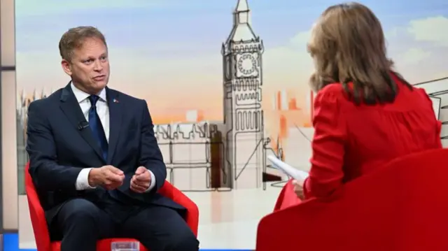 Grant Shapps speaking with Victoria Derbyshire