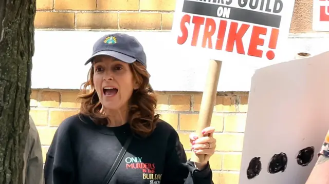 Tina Fey was one of the famous faces seen joining the picket line