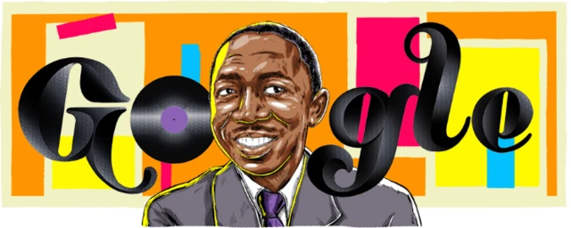 A Google doodle illustrating South African jazz pianist, composer and journalist Todd Matshikiza. The doodle, which appears on the Google home page on 25 September, was created by South African-based artist Keith Vlahakis.