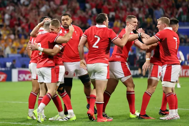 Wales players celebrate